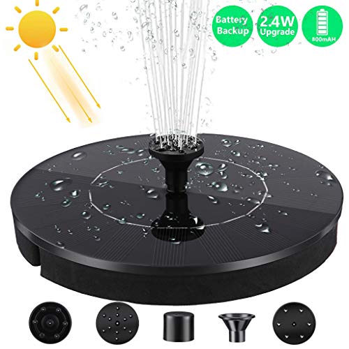 Pomdecy Solar Fountain Pump Free Standing Solar Birdbath Fountain 2019 Upgraded 24W Solar Fountain Pump with 800 mAh Battery Backup for Bird Bath Small Pond Swimming Pool Garden Patio and Lawn