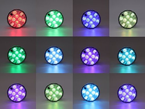 Submersible LED Light 10-LED RGB Waterproof Battery Powered Lights with IR Remote Controller for Aquarium Vase Base Pond Swimming Pool Garden Party Weeding Christmas Halloween2 Pack Small