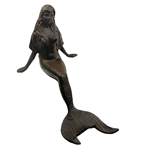 MutterMui Vintage Home Decor Large Rustic Metal Mermaid YardPond StatueGarden SculptureCoastal Shelf Decor