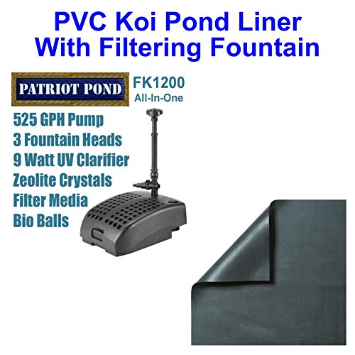 Patriot PVC Beginner Pond Combo 10x10 20 Mil PVC Liner with FK1200 Filtering Fountain - PVCFKC2