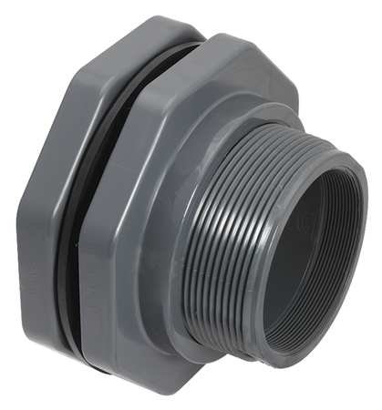 Hayward Bfa1020tes 2-inch Gray Pvc Thread By Thread Bfa Series Bulkhead Fitting With Epdm Standard Flange Gasket