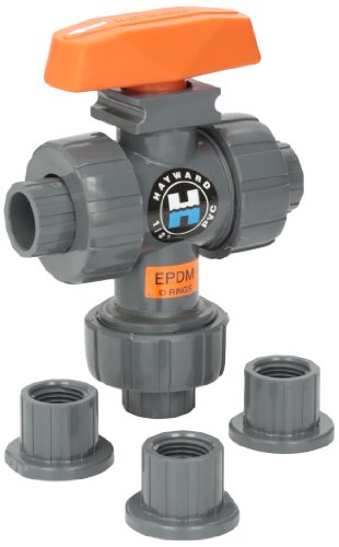 Hayward Tw1050ste 1/2-inch Pvc Tw Series 3-way True Union Ball Valve With Epdm Seals And Socket/threaded End Connection