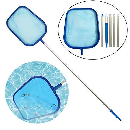 GKanMore Pool Skimmer Net with 5 Sections 47 Detachable Pole Leaf Skimmer Mesh Rake Net for Spa Pond Swimming Pool Pool Cleaner Supplies and Accessories