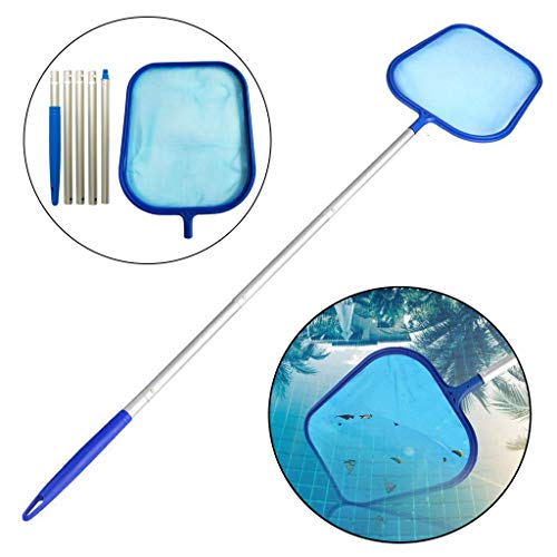 IronBuddy Swimming Pool Skimmer Net with 47 Pole 5 Knots Detachable Pool Cleaner Supplies Leaf Skimmer Mesh Rake Net for Spa Pond Pool