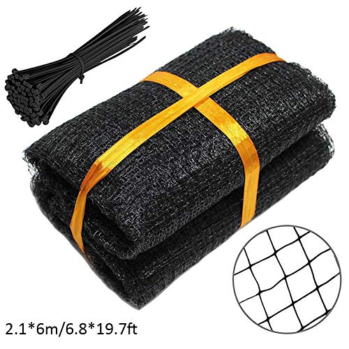 Amasstu Garden Bird Netting 21 X 6M Black Anti Bird Netting with 20Pcs Cable Ties for Garden Vegetables Fruit Plants Ponds Protection