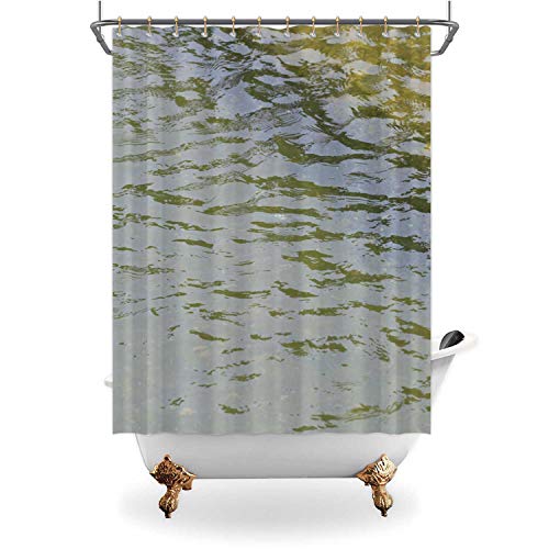 ALUONI Abstract Yellow Water in Pond for The Design Background Fabric Shower Curtain063615 with Hooks71 in x 79 in