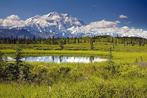 Wall Art Print entitled MtMckinley And The Alaska Range With Kettle Pond by Design Pics  24 x 16