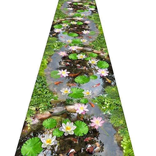 ZHWEI Long Runner Rugs for Hallway Area Rugs Corridor Carpet 3D Lotus Leaf Pond Design Durable Modern Customize Size Color  A Size  1x4m