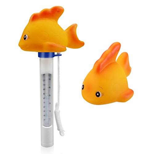 Homga Floating Pool Thermometer Swimming Pool Thermometer with String Floating Thermometer for Swimming Pool Bath Water SpasHot Tubs Aquariums and Fish Ponds Gold Fish Thermometer
