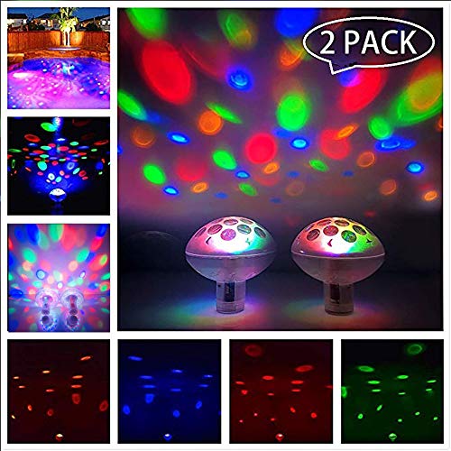 LPHSNR 2 Pack Waterproof Floating Swimming Pool Lights Baby Bath Toys Lights for Hot Tub Colorful LED Bathtub Lights Disco Ball Experience Fun for Pond or Pool Party Decoration from