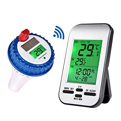 yowosmart Professional Wireless Pool Thermometer New Version Floating Solar Powered Thermometer for Pool Spa Bathtub and fishpond