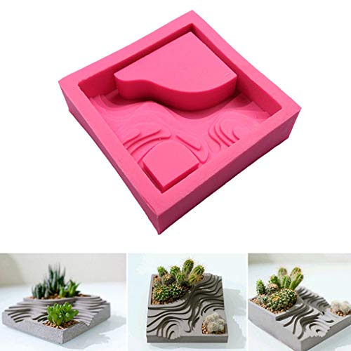 AutumnFall Creative Succulent Plant Flower Pot Silicone Mold Gypsum Cement Bonsai DIY Mould Tool Pink