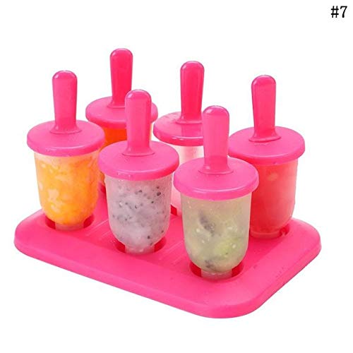 Fiesta 6 Lattices Popsicle Making Mold Frozen Ice Cube Molds DIY Ice Cream Popsicle Frozen Mold Tray Plastic Kitchen Tools CFA8745 11x17x12cm G