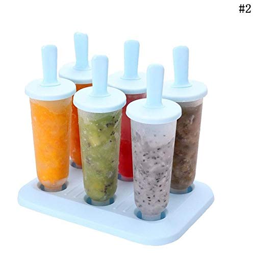 Fiesta 6 Lattices Popsicle Making Mold Frozen Ice Cube Molds DIY Ice Cream Popsicle Frozen Mold Tray Plastic Kitchen Tools CFA8745 155x17x12cm B