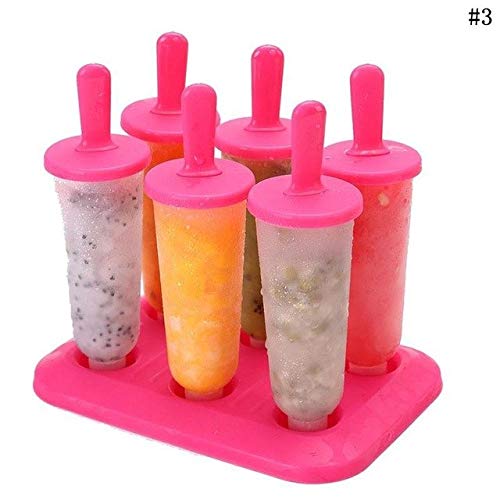 Fiesta 6 Lattices Popsicle Making Mold Frozen Ice Cube Molds DIY Ice Cream Popsicle Frozen Mold Tray Plastic Kitchen Tools CFA8745 155x17x12cm C