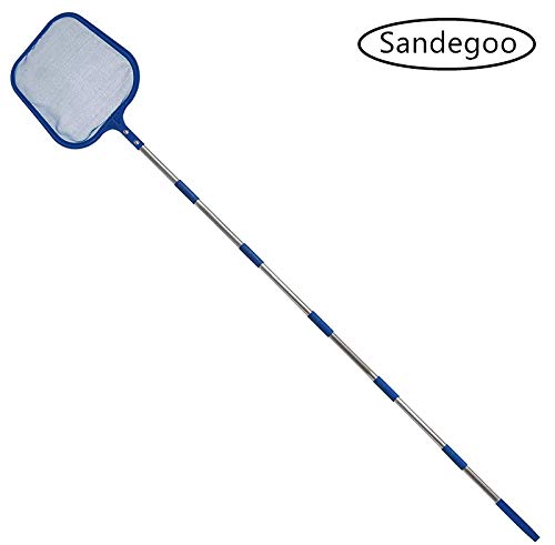 SANDEGOO Swimming Pool Leaf Skimmer Net 8 Ft Fine Mesh Netting with Heavy Duty Connecting Stainless Steel Pole for Fast Cleaning Spas Ponds Debris8 FT Basic
