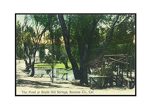 Boyes Hot Springs California - View of the Hot Springs Pond 36x23 Framed Gallery Wrapped Stretched Canvas
