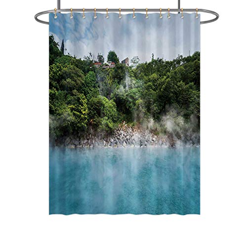 Hitecera Blue hot Spring Pond in Forest at Thermal ValleyBathroom Decor Set Taiwan with Hooks 84 in by 72 in WxH