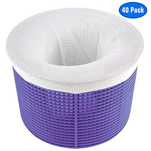 Jixiangdou Pool Skimmer Socks Pack of 40 Filter Nets Swimming Pool Fine Nylon Mesh Sock Liner Saves Filters Perfect Savers for Baskets Skimmers Removes Debris Leaves Basket not Included