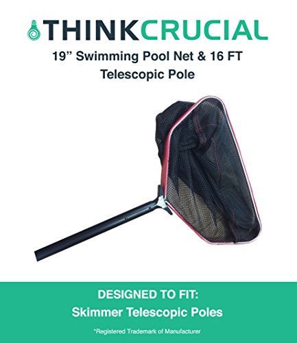 16 FT Deluxe Anodized Telescopic Pool Pole 19 Pool Skimmer Bag Kit