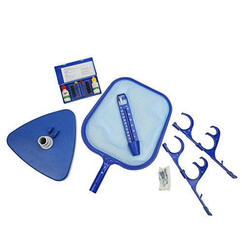 5-Piece Deluxe Swimming Pool Kit - Vacuum Skimmer Pole and Hose Hooks Thermometer and Test Kit