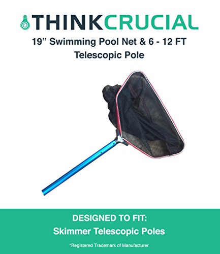 6 - 12 FT Adjustable Blue Anodized Telescopic Pool Pole 19 Pool Skimmer Bag Kit
