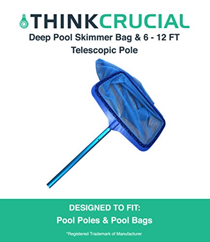 6 - 12 FT Adjustable Blue Anodized Telescopic Pool Pole Pool Skimmer Bag Kit