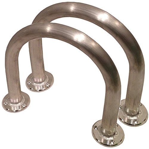 2 Two 12 H x 13 W Aluminum Handrails - Safety Grab Bar for Marine Docks Decks Boats Pools Hot Tubs
