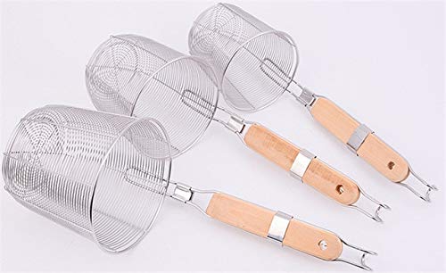 BIRD WORKS 3pcs Set Fry with Handle Basket Stainless Steel Wire Mesh Noodle Strainer Round Chips Strainers Woven Wire Mesh Fries Basket Black