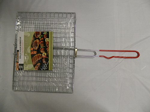 STAINLESS STEEL BBQ GRILL BASKET MESH 12-22 BIG RUBBER HANDLE BBQ GRILL MESH