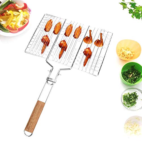 Barbecue MeshBBQ Net BBQ Grilling Basket for Fish Portable Stainless Steel Wire Mesh Grill Net Shrimp Clip for Vegetable Steak Chops Outdoor Camping Tool