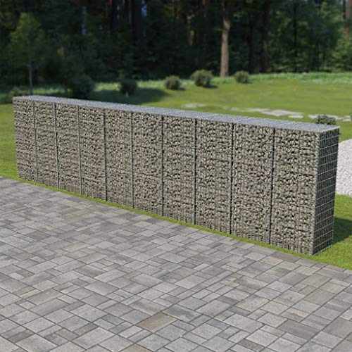 Festnight Gabion Mesh Wire Wall Panel with Cover Galvanized Steel Garden Stone Wire Basket Fencing Patio Decorative Fence for Outdoor Landscape Lawn 236 x 197 x 59 Inches L x W x H