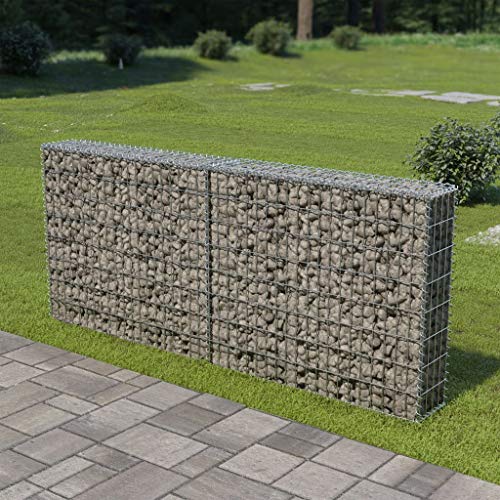 Festnight Gabion Mesh Wire Wall Panel with Cover Galvanized Steel Garden Stone Wire Basket Fencing Patio Decorative Fence for Outdoor Landscape Lawn 787 x 787 x 335 Inches L x W x H