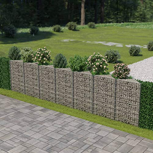 Festnight Gabion Planter Mesh Wire Fencing Galvanized Steel Patio Flower Plant Raised Vegetable Bed Basket Stone Walls Panel Wire for Garden Outdoor Landscape 1772 x 118 x 394 Inches L x W x H