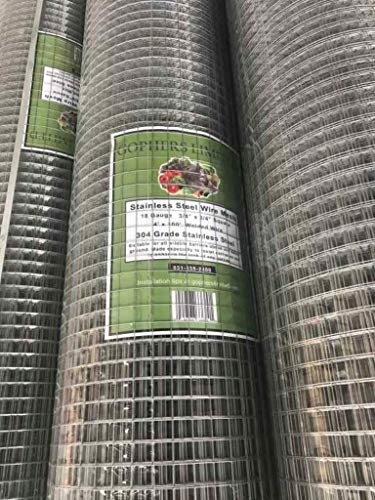 Gophers Limited Stainless Steel Wire Mesh 18 Gauge 34 Inch Square 100 Foot x 48 inch