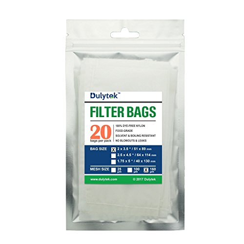 Dulytek Filter Bags 2 x 35 160 Micron Mesh 20 Pcs Food-Grade Nylon Screen