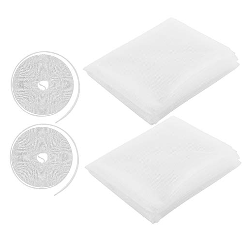 CM Window Screen Mesh Netting Curtain Window Protector Cover with Self-Adhesive Sticky Tapes 2 Sets White