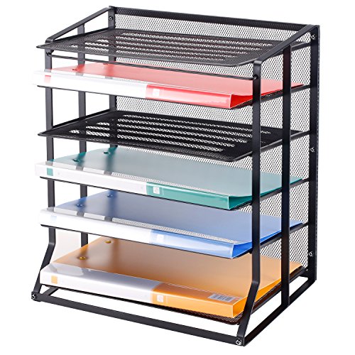 6 Tier Black Metal Wire Mesh Vertical Trays Document File HolderOffice Desktop Sorter Rack