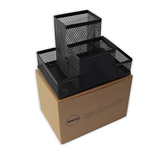 Fengtaiyuan T01 Black Metal Wire Mesh Pencil Holder Desktop Organizer