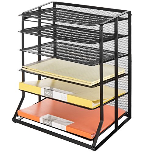 Metal Wire Mesh 6-Tier Office Letter TraysDocument and File Folder Organizer Black