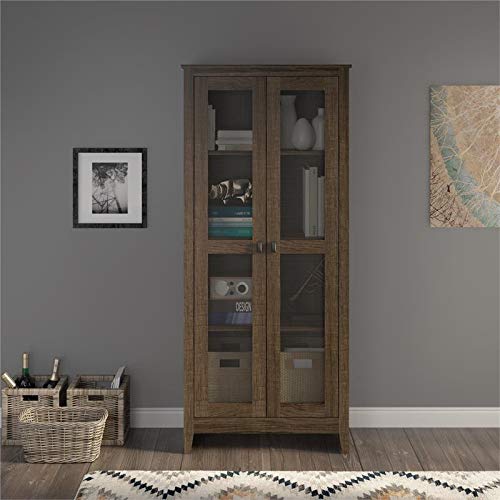 SystemBuild 315 Wide Storage Cabinet with Mesh Doors in Brown Oak