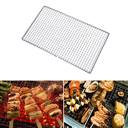 BBQ Grill Mesh Non Stick Grilling Net Barbecue Mat Stainless Steel Net Reusable BBQ Cooking Mat for Grilling Meat Veggies Seafood Grilling Cooking Baking30x45cm