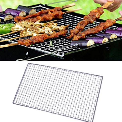 DAVEVY BBQ Grill Mesh Non Stick Stainless Steel Net Wirefor Camping Barbecue Outdoor Picnic25cm X 40cm