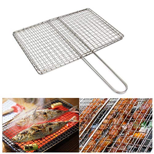 Superjune BBQ Fish Meat Grill Stainless Steel Net Mesh Wire Clamp