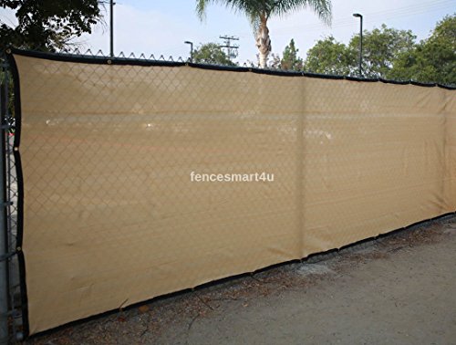 4 X 25 Tan Beige UV Rated 85 Blockage Fence Privacy Screen Windscreen Shade Cover Fabric Mesh Tarp WGrommets 145gsm