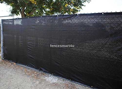 6 X 25 Black UV Rated 85 Blockage Fence Privacy Screen Windscreen Shade Cover Fabric Mesh Tarp WGrommets 145gsm