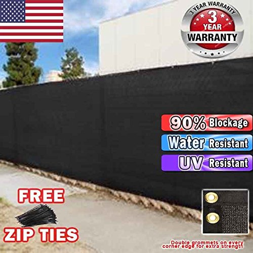 EVERGROW Black 4x50 Fence Privacy Screen Cover Mesh Windscreen Fabric Slat Shade Cloth