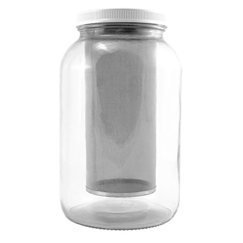 One Gallon Cold Brew Coffee Maker Stainless Steel Fine Mesh Filter Glass Gallon Jar wLid Filter Jar