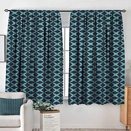 All of better Blue Window Curtain Fabric Wire Inspired Floral Like Image Thick Crossed Horizontal Lines Image Decor Curtains by 72 W x 84 L Slate Blue and Pale Blue