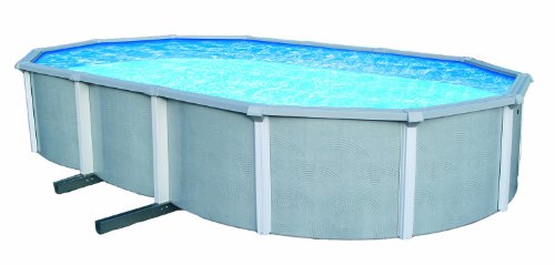 Blue Wave Zanzibar 21-Feet by 41-Feet Oval 54-Inch Deep 8-Inch Top Rail Metal Wall Swimming Pool Package